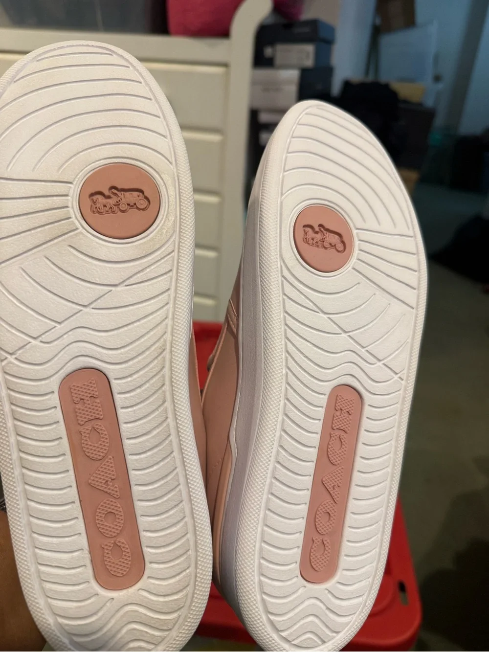 Coach Pastel Pink Leather Slip-On Sneakers